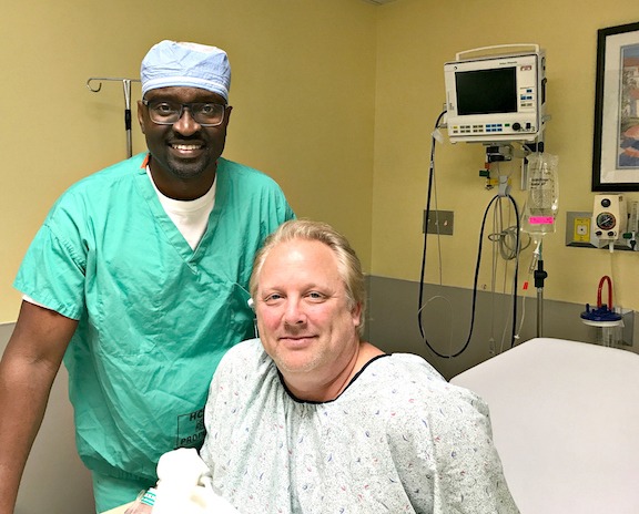 Michael Chaillet with Dr. Seun Sowemimo pre-op.