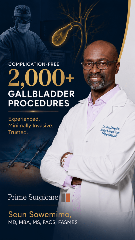 Dr. Sowemimo is a New Jersey board-certified gallbladder surgeon.