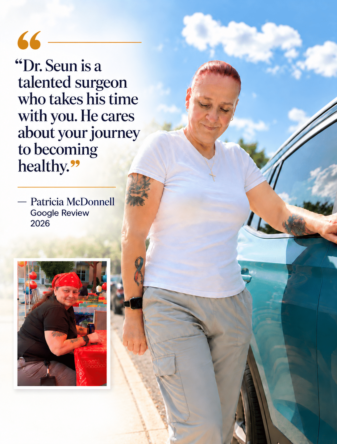 Bariatric surgeon Dr. Sowemimo performed gastric sleeve weight loss surgery for Patricia, who lost 90 pounds.