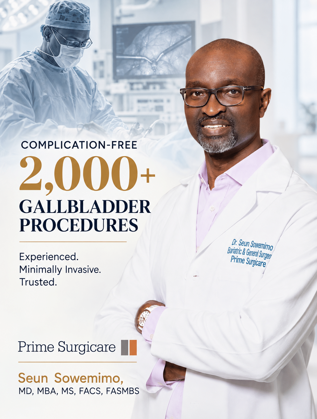 Dr. Sowemimo is a top rated gallbladder surgeon in central New Jersey. He has more than 100 5-star patient reviews.